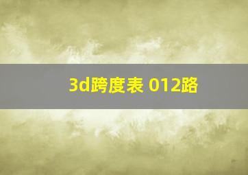 3d跨度表 012路